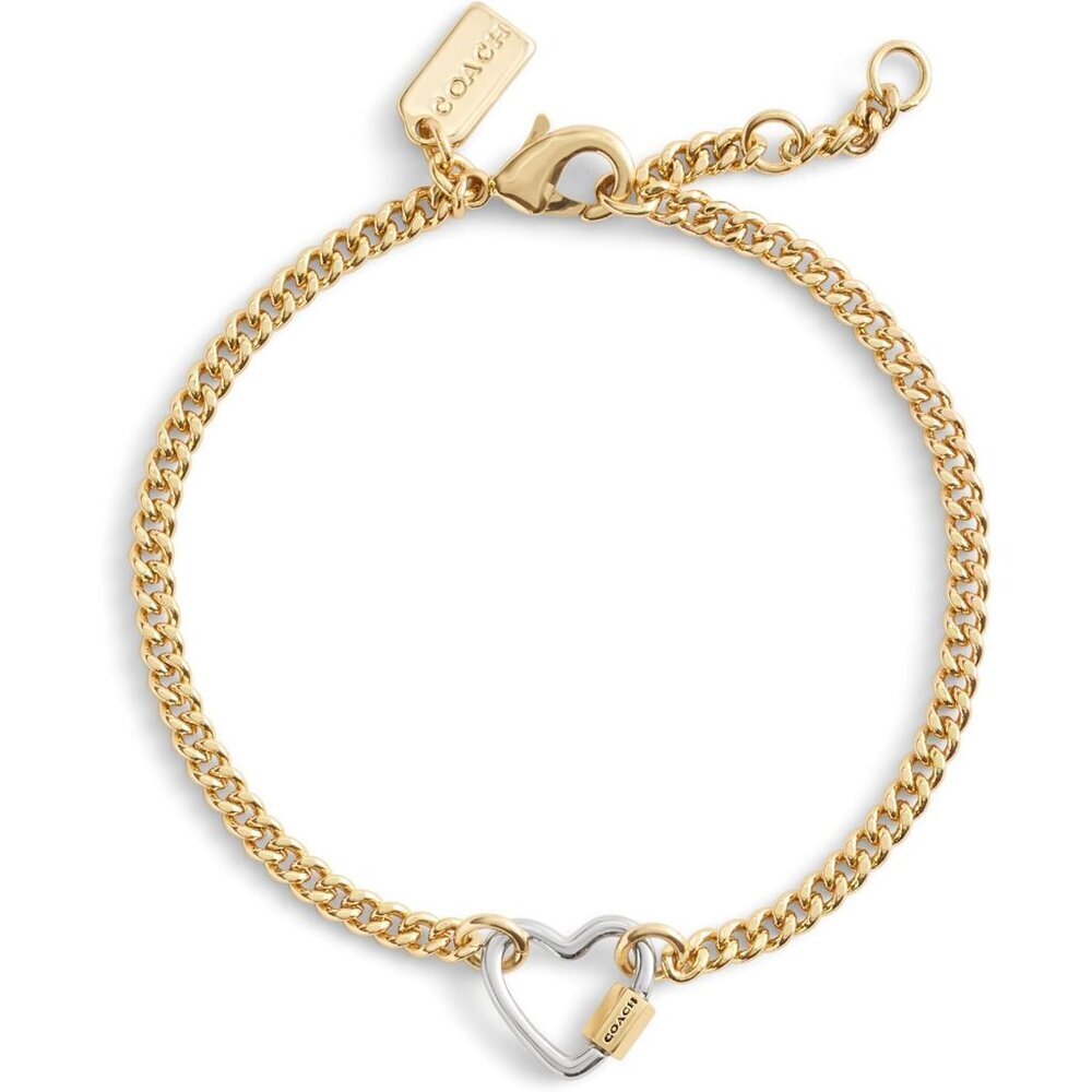 COACH Women's Signature Carabiner Heart Link Bracelet